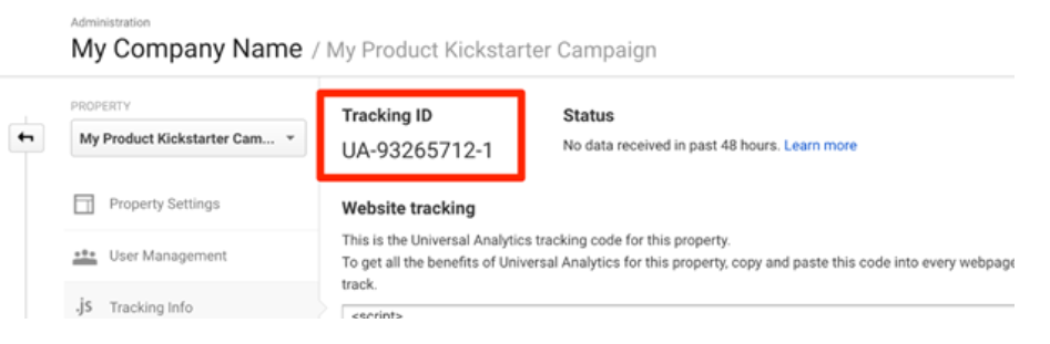 Kickstarter Google analytics 